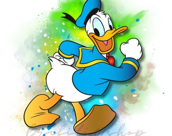 Donald Duck Aquarell-Design, transparentes Hintergrunddesign, Cartoon-Figuren, Donald Duck Clipart, Donald Duck PNG