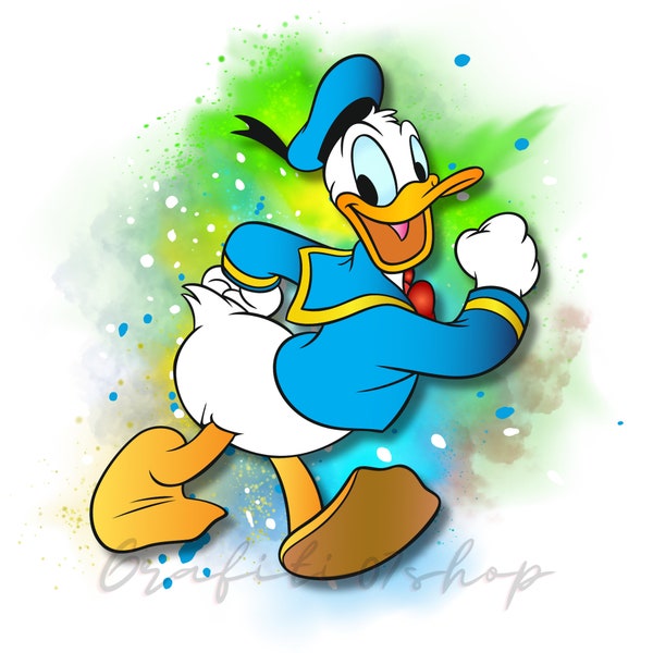 Donald duck watercolor design, transparent background design, cartoon characters, Donald duck clipart, Donald duck png