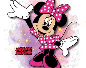 Disegno ad acquerello Minnie mouse, sfondo trasparente Minnie, clipart Minnie mouse, Minnie mouse png, download istantaneo