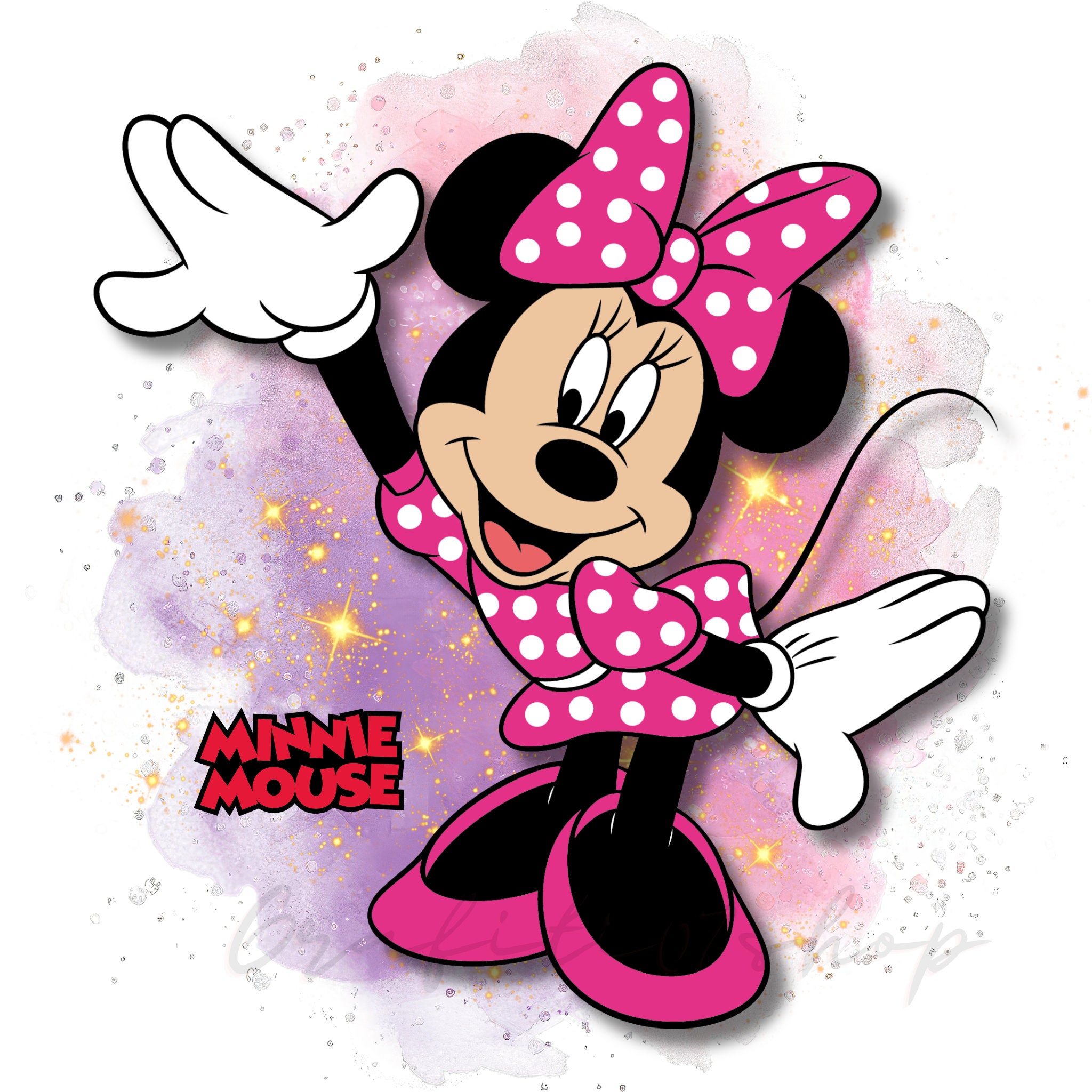 Minnie Mouse Watercolor Design, Minnie Transparent Background, Minnie ...