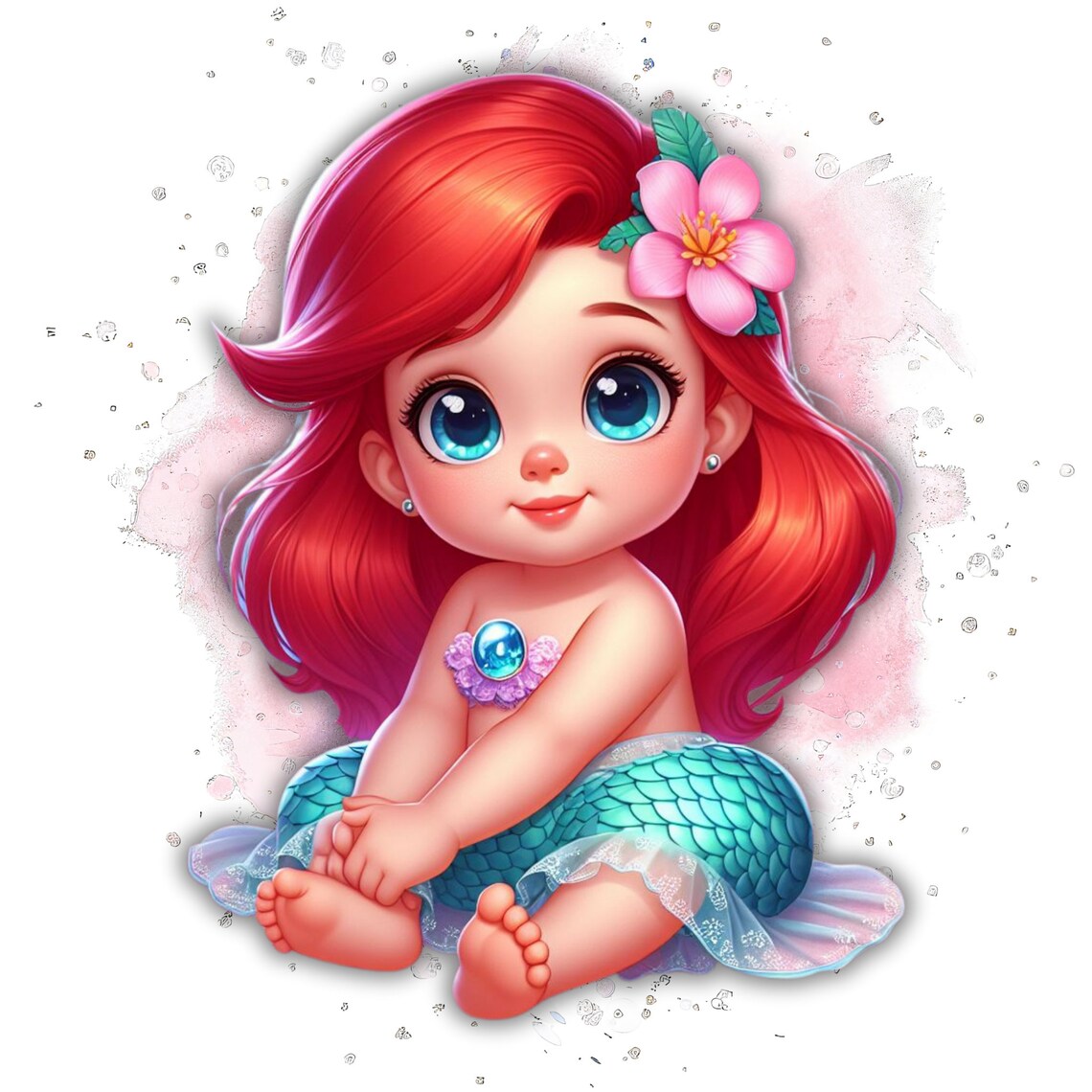Princess Ariel Png, Baby Ariel, Watercolor,transparent Image, High