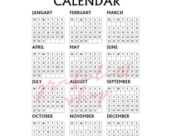 Calendario del nuovo anno, clipart calendario, calendario png, calendario jpg, calendario 2024, clipart 2024, pianificatore annuale png, download istantaneo