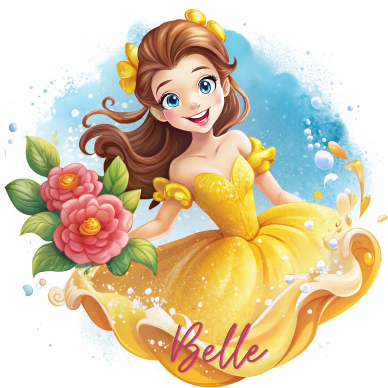 Princess Belle Png, Watercolor, Clipart, Splash, Princess Character ...