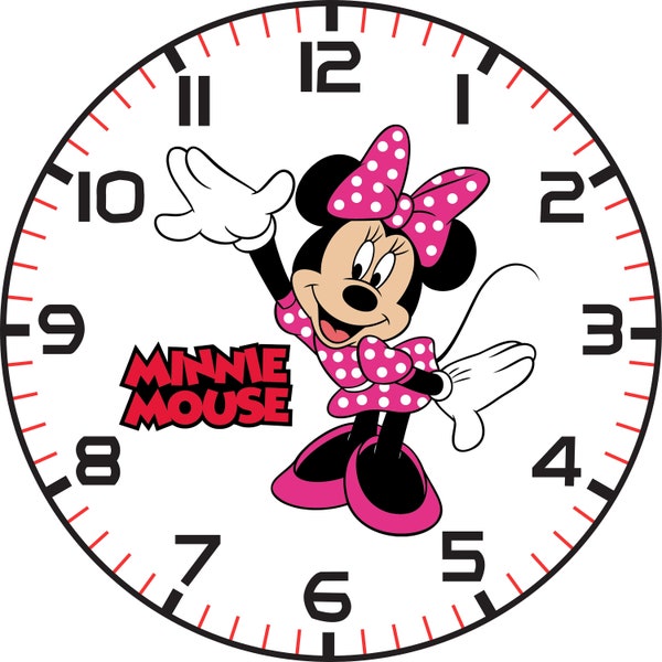 Minnie mouse themed wall clock, Minnie mouse clipart, wall clock design, clock clipart, clock png, Minnie mouse png