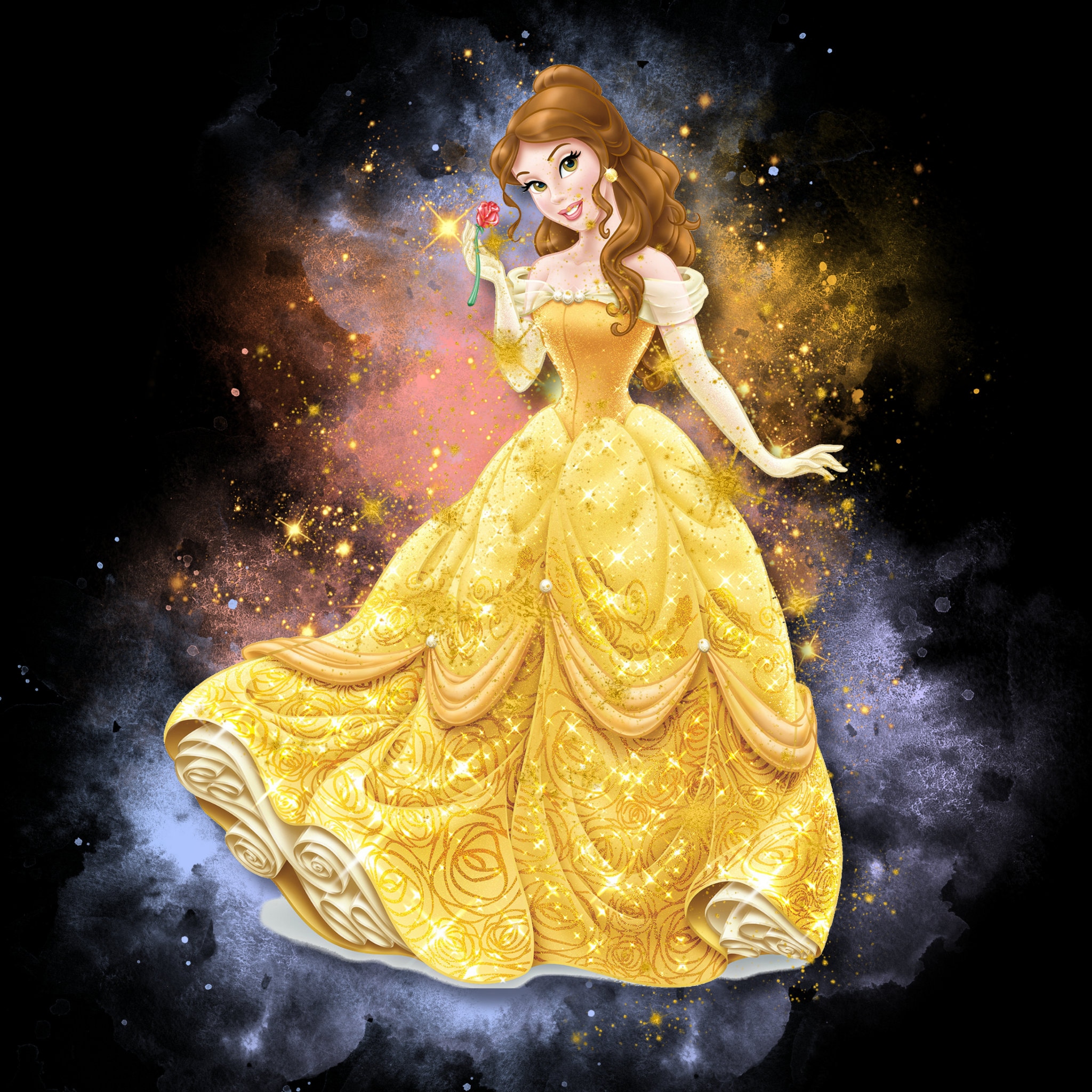 Princess Belle Watercolor Design, Princess Belle Transparent Background ...