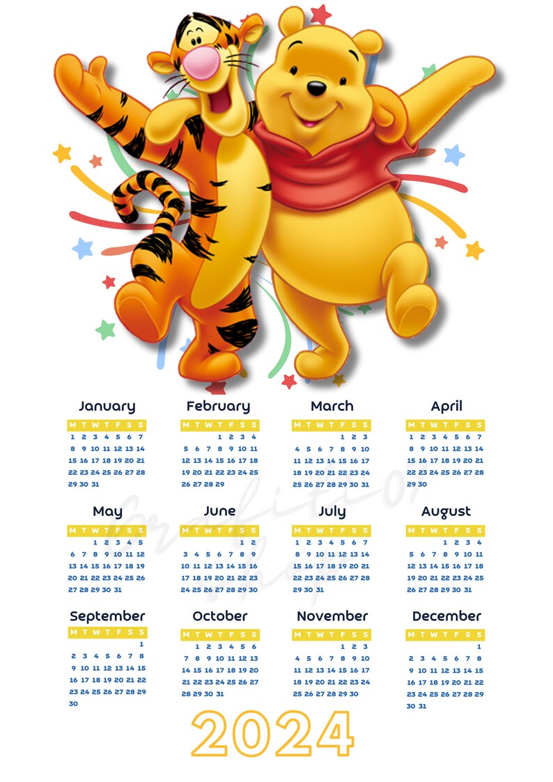 Winnie the pooh clipart, tigger clipart, calendario de año nuevo png