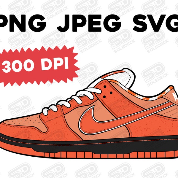 Orange Lobster Dunk SB Vector Sneaker Art SVG PNG