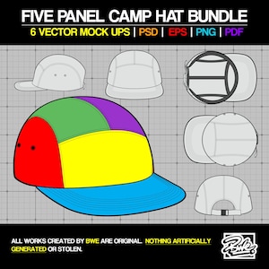 Vollständig bearbeitbare Fünf-Panel-Camp-Hut-Vektorgrafik-Modevorlage eps psd png pdf