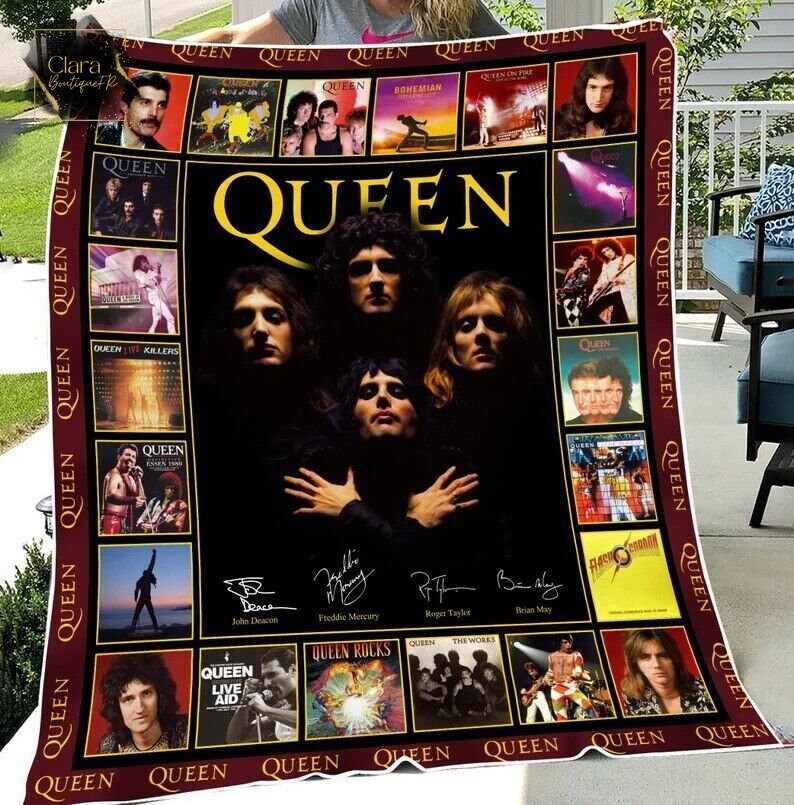 Discover Queen Rock Band Album Covers Fleece Blanket,