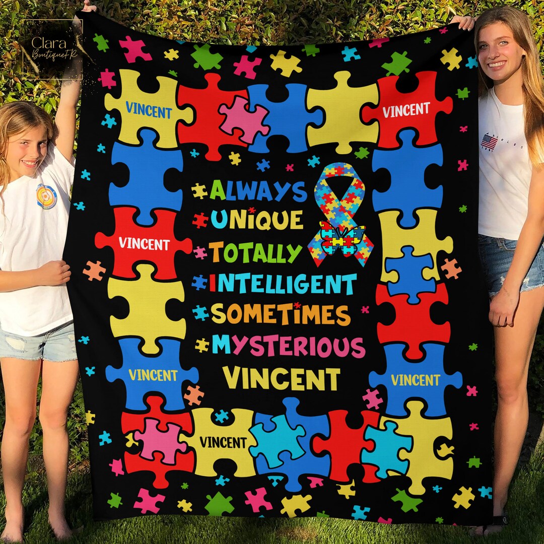 Personalized Autism Blanket Puzzle Cure Autism Awareness Etsy UK