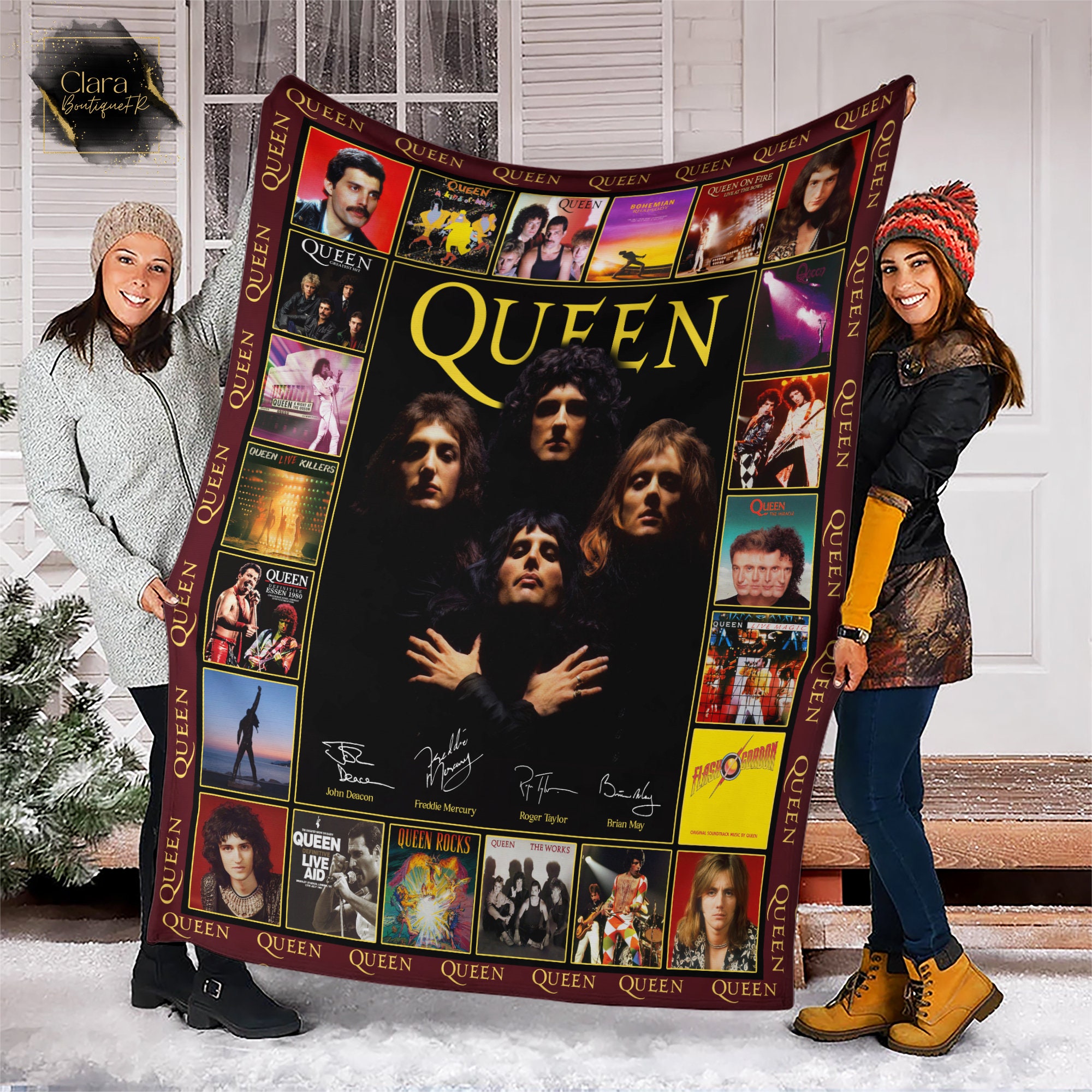 Discover Queen Rock Band Album Covers Fleece Blanket,