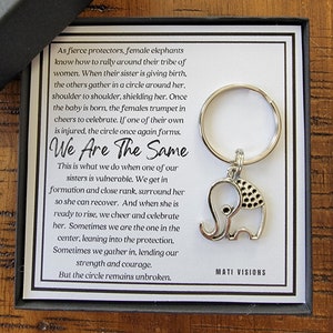 Elephant Circle Keychain, Best Friend Bridesmaid BFF Gift for Woman Birthday Present Encouragement By My Side Loyal Protection Strength