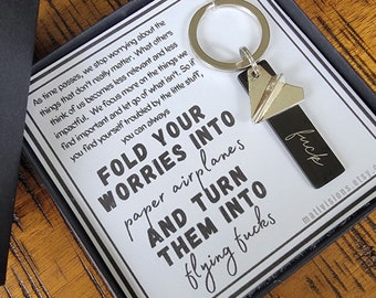 Flying Fucks Keychain, Paper Airplane Charm, Best Friend Gift