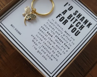 Evil Eye Keychain, Funny Friend Gift, Greek Mati Charm