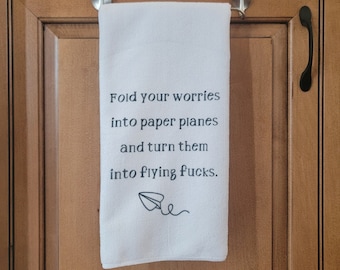 Funny Kitchen Towel – Flying Fucks Sarcastic Microfiber Dish Towel