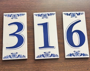 Vintage Delft-stil Keramiska siffror Blåvita Holländska stugdekorationer Siffror 3 1 6