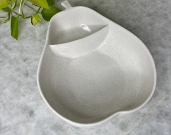 Vintage Pfaltzgraff Pear Shaped Divided Serving Bowl USA Speckled Pottery