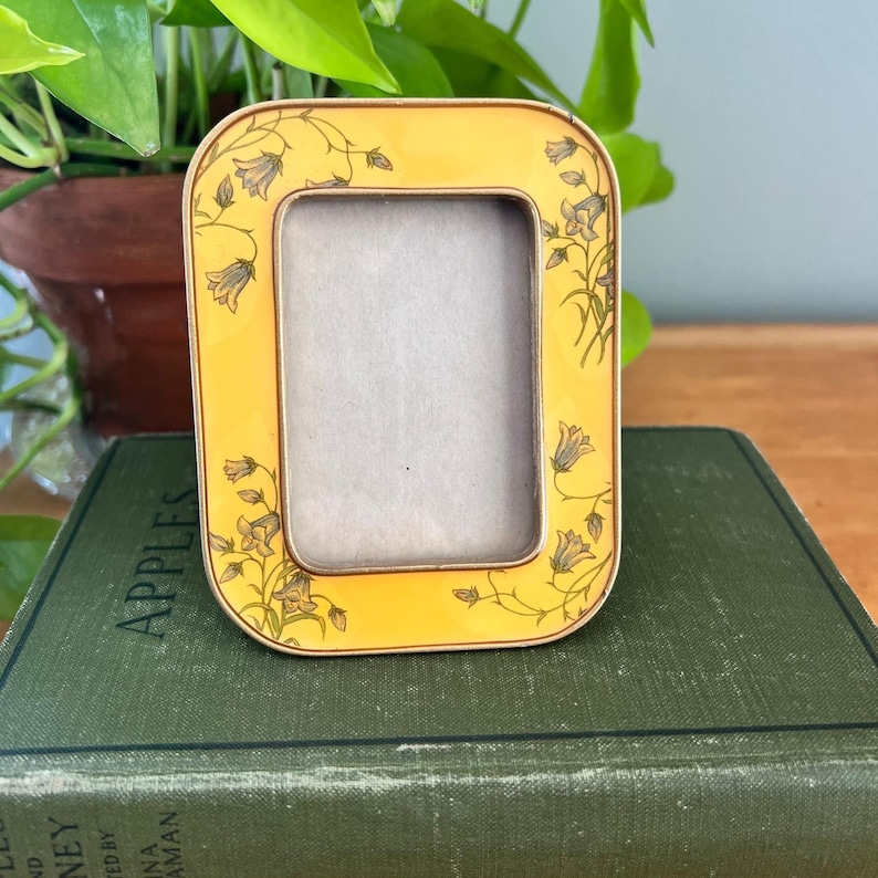 Bells Photo Frame Vintage Bucklers Yellow Enamel Blue Bell Floral Picture Frame 3.5x4.5 ...