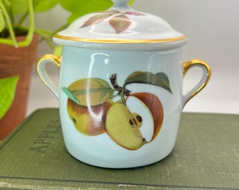 Royal Worcester Evesham Honey Jar Sugar Bowl With Lid English Fine Porcelain Vintage