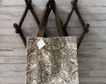 Neutral Paisley and Floral Tote Bag
