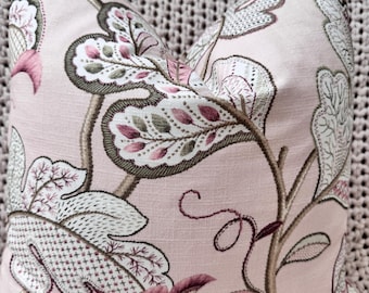 Soft Pink Floral Pillow Cover