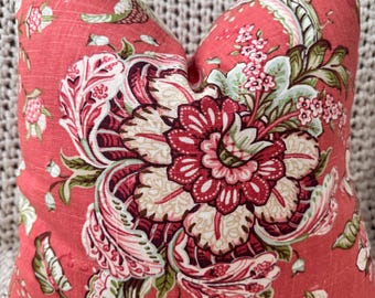 Melon Colored Floral Pillow Cover