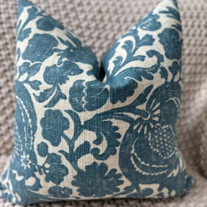 Blue Pomegranate & Floral Pillow Cover