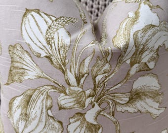 Soft Pink and Bronze Floral Linen Cover