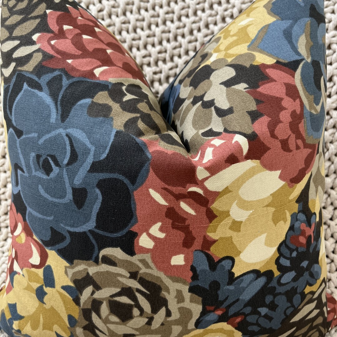 Modern Succulents Pillow Cover in Reds and Blues - Etsy