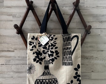Mid Century Floral Print Tote Bag