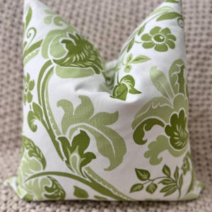 Green and White Floral Pillow Cover