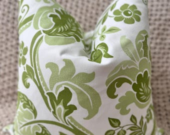 Green and White Floral Pillow Cover