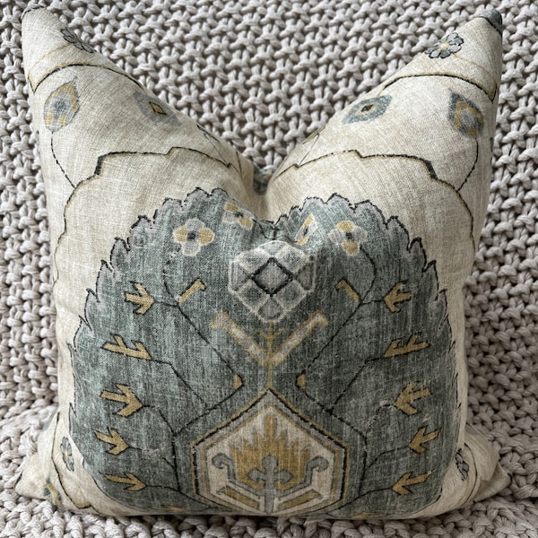 Blue Ikat Pillow Etsy