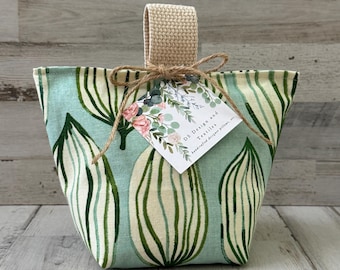 Green and Aqua Leaf Patterned Fabric Door Stop