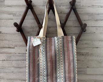 Nature Inspired Striped Hemp Tote Bag