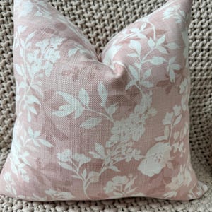 Soft Pink Floral & White Basketweave Pillow Cover