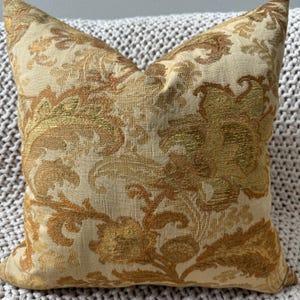 Golden Tapestry Floral Pillow Cover