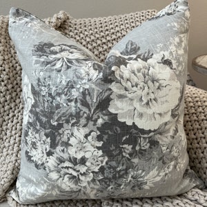 Gray Waverly Floral Print Pillow Cover