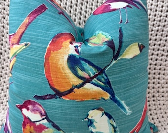 Teal Birdwatcher Pillow Cover