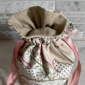 Pink Floral Drawstring Bag - Etsy