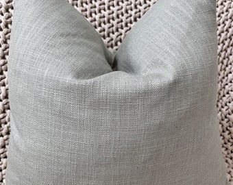 Blue Gray Linen Pillow Cover
