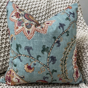 Robins Egg Blue Floral Pillow Cover