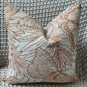 Burnt Orange and White Butterfly Patterned Pillow Cover