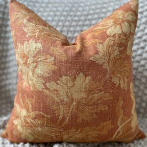 Burnt Orange, Gold and Cream Floral Pillow Cover