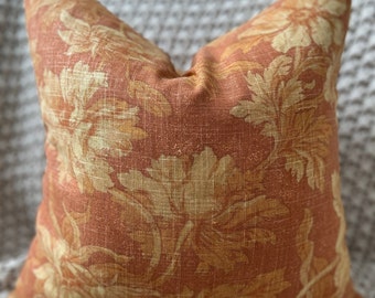 Burnt Orange, Gold and Cream Floral Pillow Cover