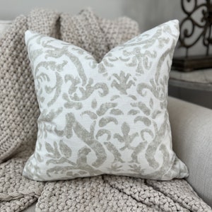 Trellis Pattern in Neutral Taupe and White PIllow Cover