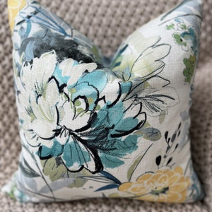 Blue & Green Floral Pillow Cover