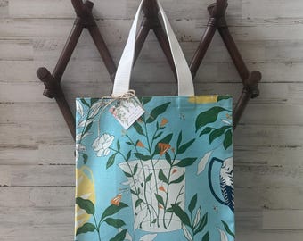 Blue Floral and Vessel Tote Bag