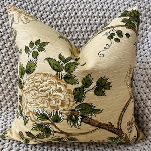 Golden Thibaut Floral and Bird Pillow Cover