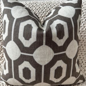 Brown and Gray Geometric Linen Pillow Cover